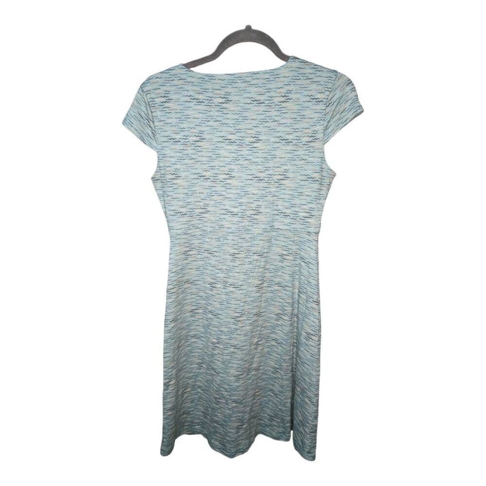 Toad&Co Teal/Green Women's Rosemarie Dress with V-Neck, Bust Pleats, and Cap Sle